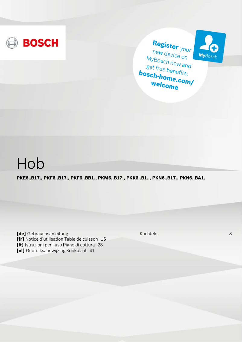 Page 1 de la notice Manuel utilisateur Bosch PKF651B17