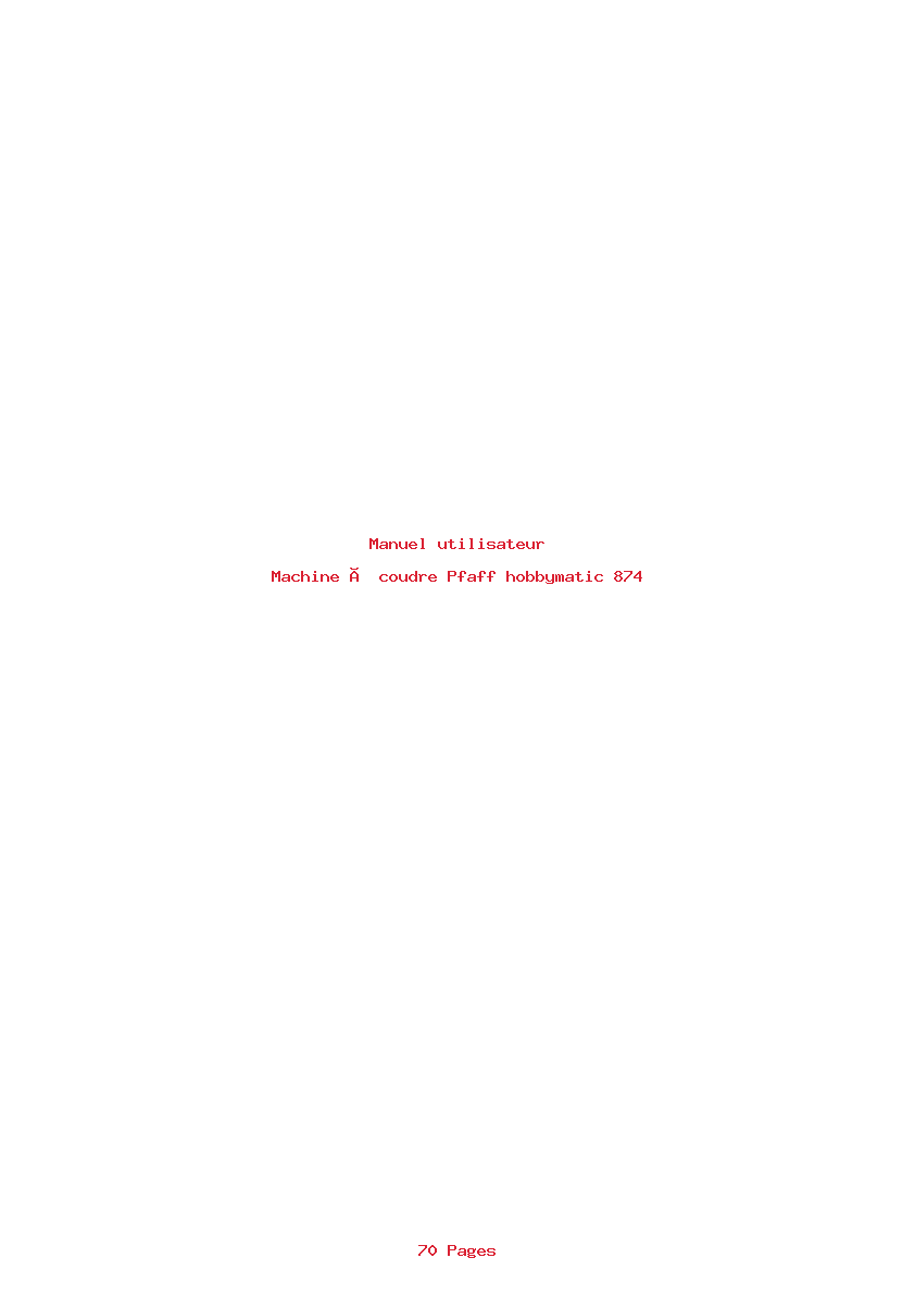 Page 1 de la notice Manuel utilisateur Pfaff hobbymatic 874