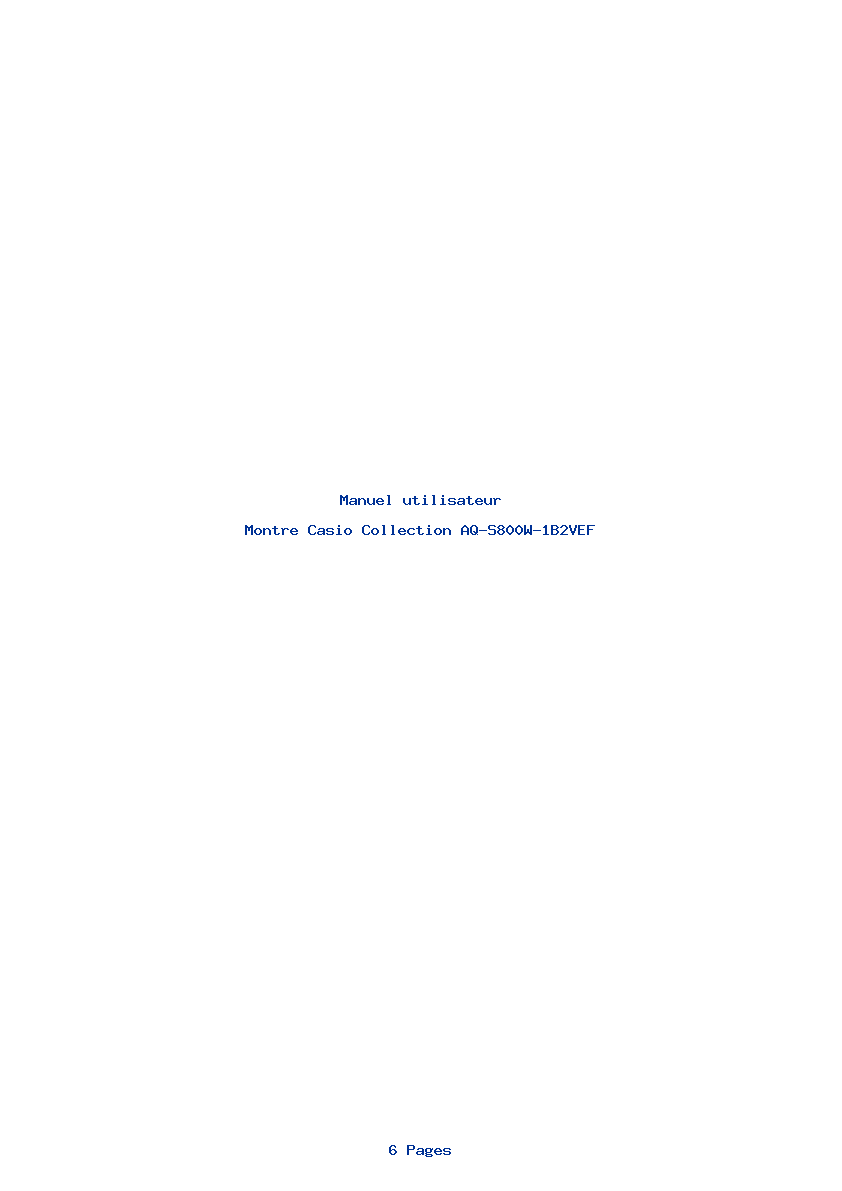 Page 1 de la notice Manuel utilisateur Casio Collection AQ-S800W-1B2VEF