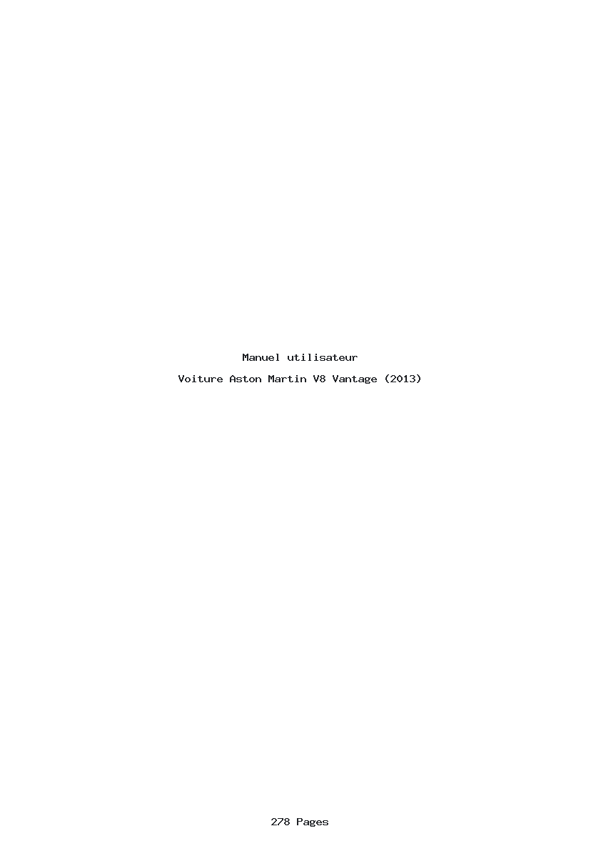 Page 1 de la notice Manuel utilisateur Aston Martin V8 Vantage (2013)