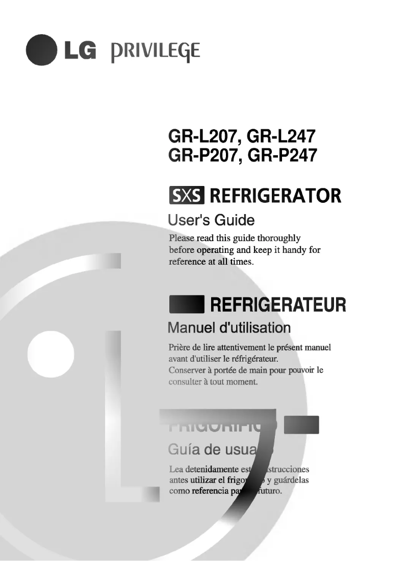 Page 1 de la notice Manuel utilisateur LG GR-L247