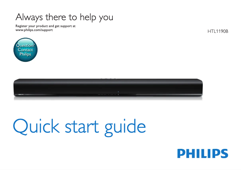 Page 1 de la notice Guide de démarrage rapide Philips HTL1190B