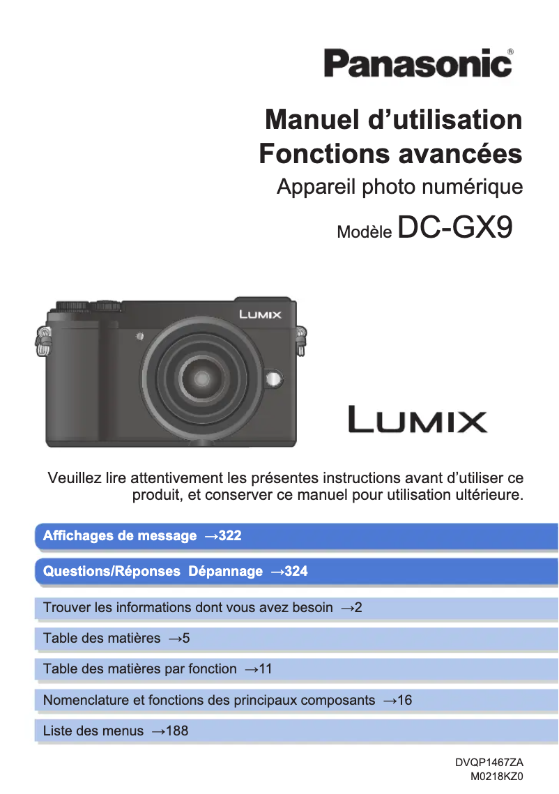 Page 1 of the manual User Manual Panasonic Lumix DC-GX9
