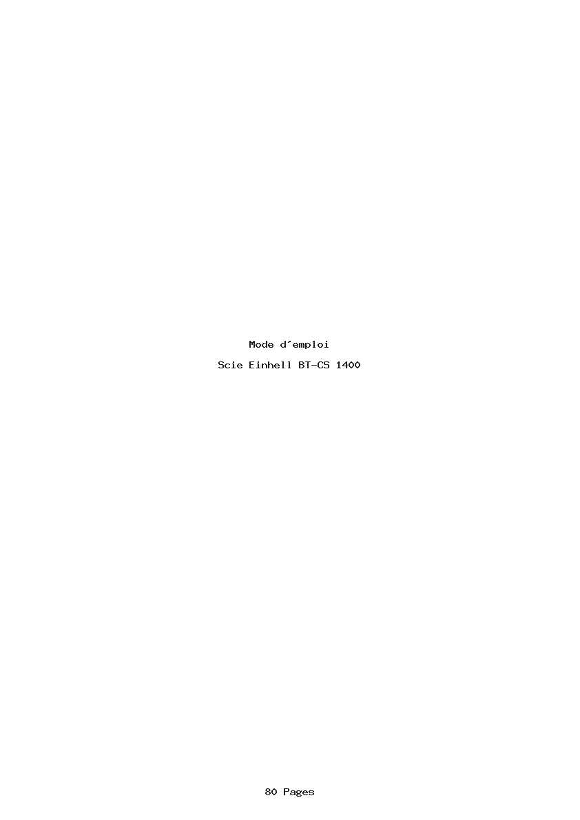 Page 1 de la notice Mode d'emploi Einhell BT-CS 1400