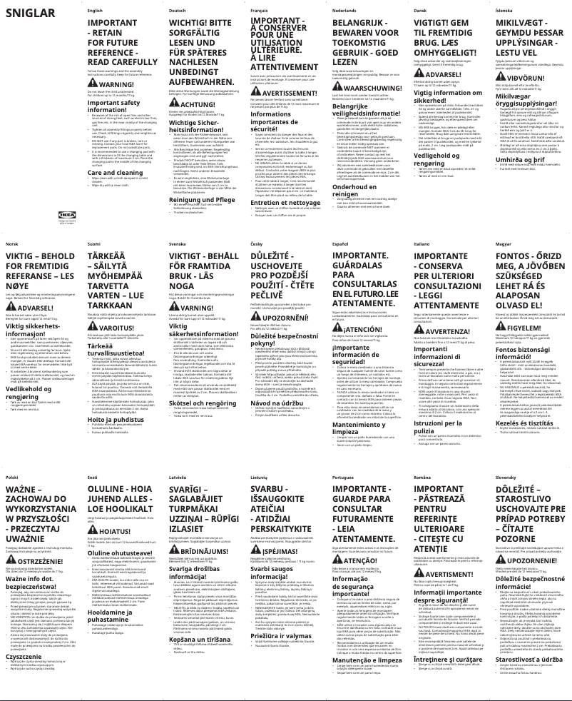 Page 1 de la notice Manuel utilisateur Ikea SNIGLAR 200.452.05