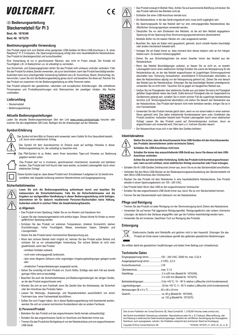 Page 1 de la notice Manuel utilisateur Voltcraft SPS-2502/R