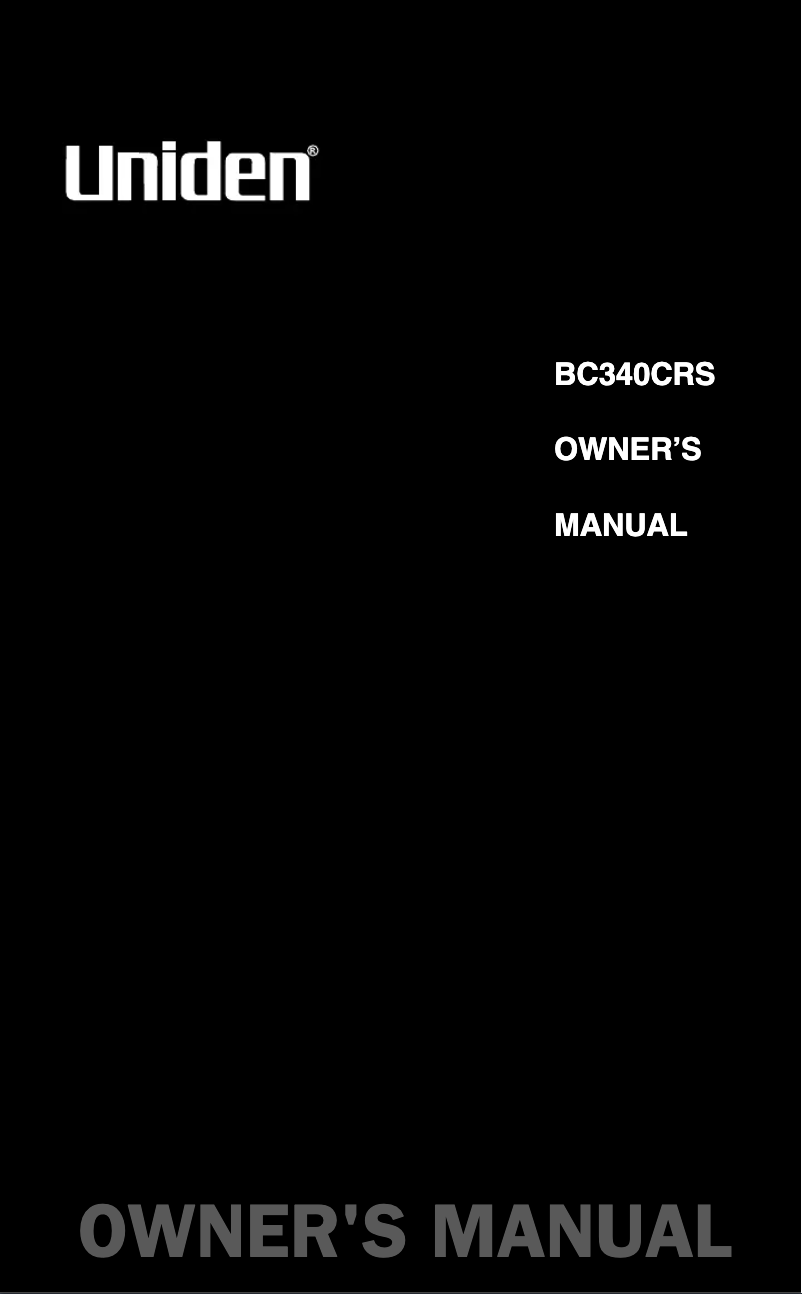 Page 1 de la notice Manuel utilisateur Uniden BC340CRS