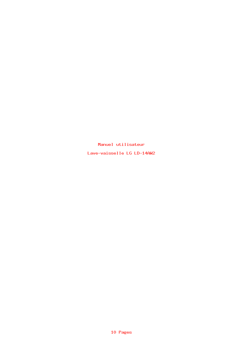 Page 1 de la notice Manuel utilisateur LG LD-14AW2