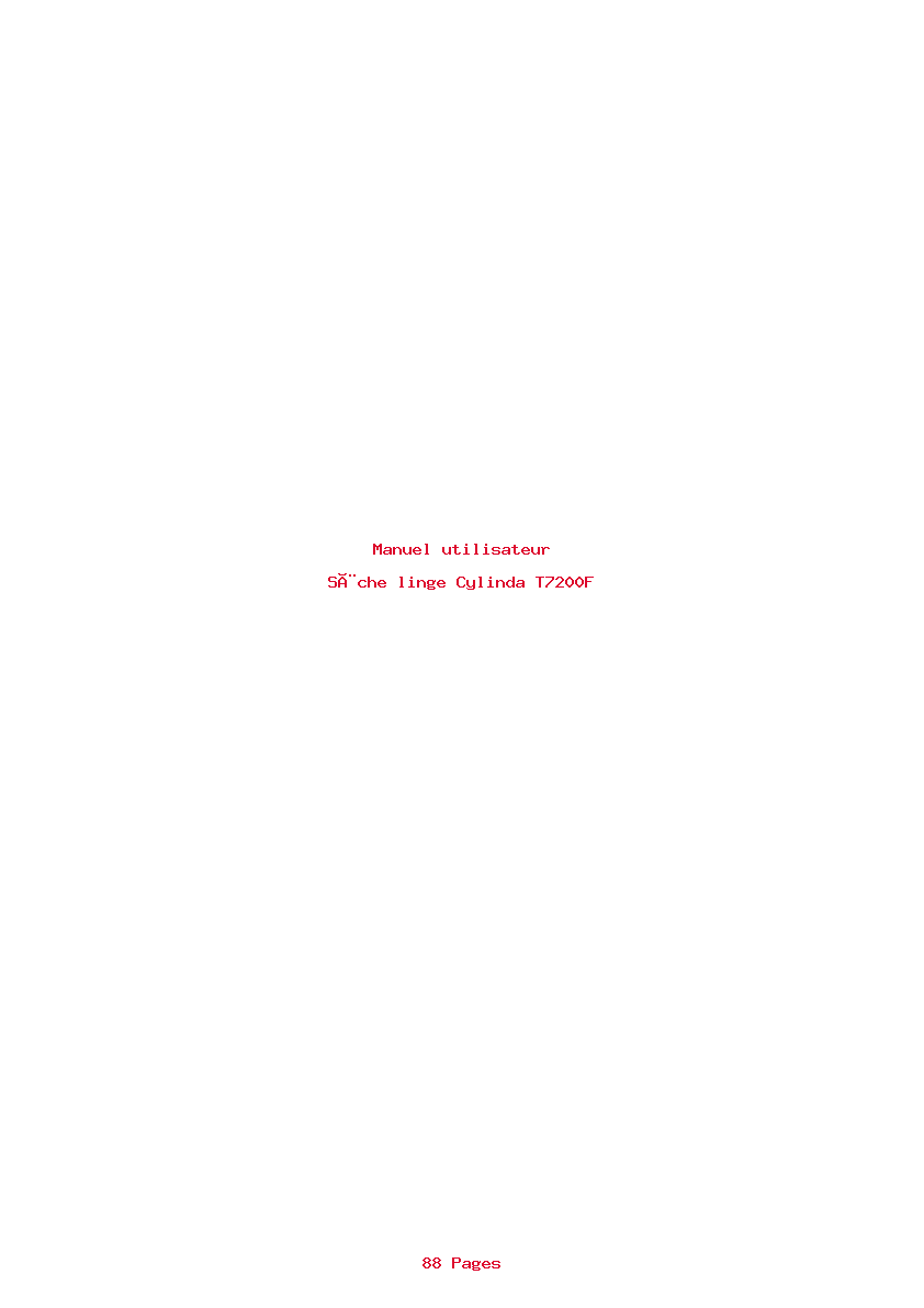 Page 1 de la notice Manuel utilisateur Cylinda T7200F