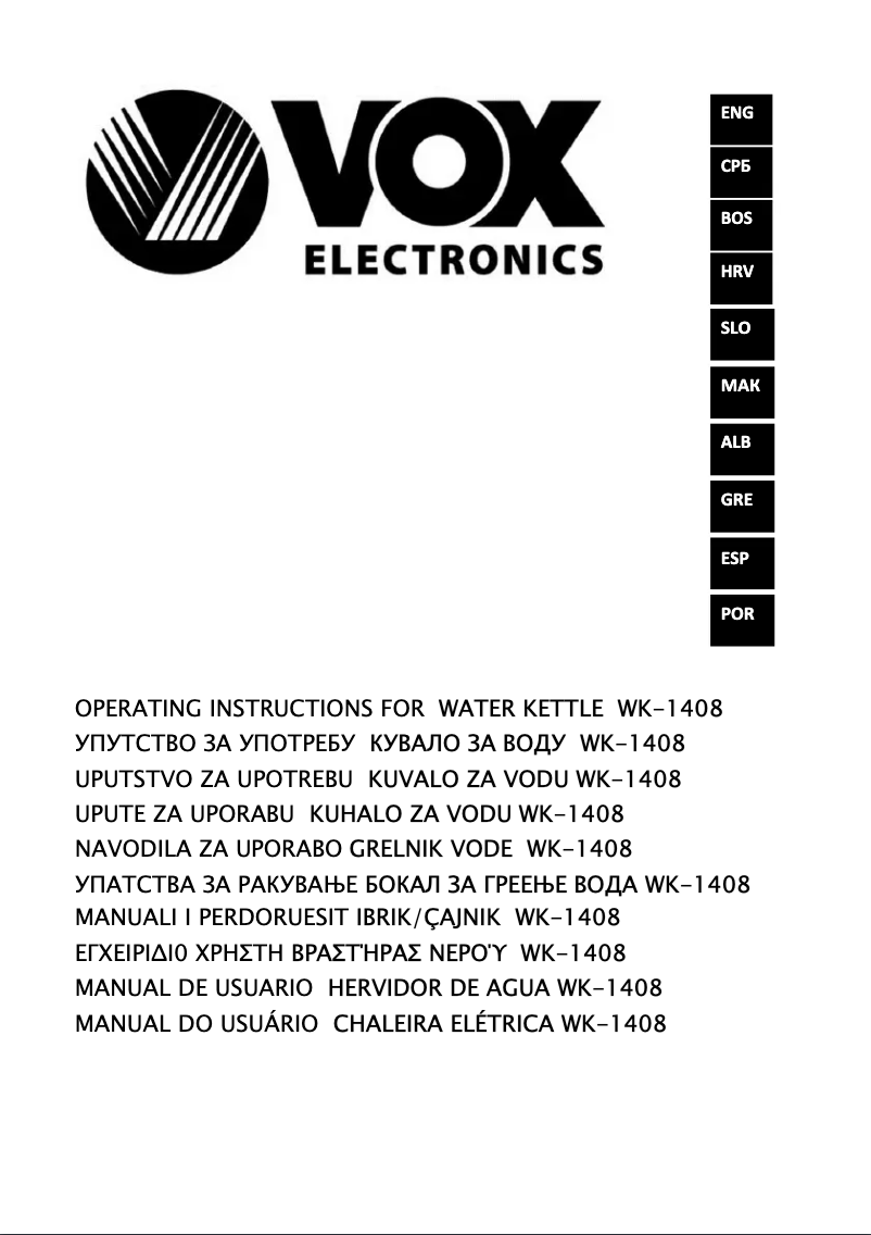 Page 1 de la notice Manuel utilisateur VOX WK1408