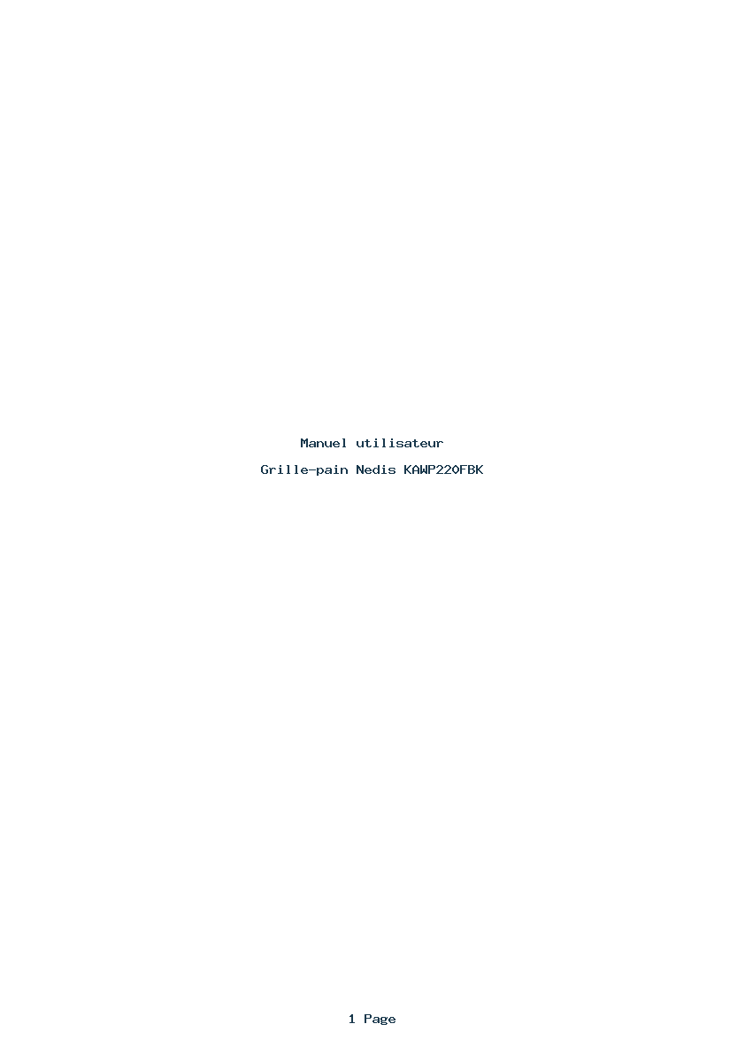 Page 1 de la notice Manuel utilisateur Nedis KAWP220FBK