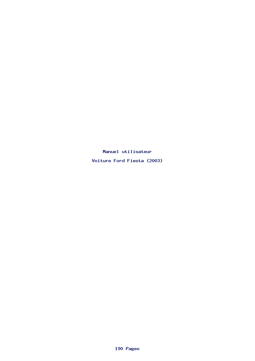 Page 1 de la notice Manuel utilisateur Ford Fiesta (2003)