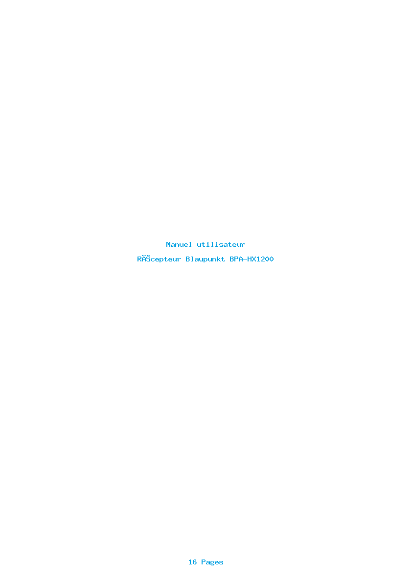 Page 1 de la notice Manuel utilisateur Blaupunkt BPA-HX1200