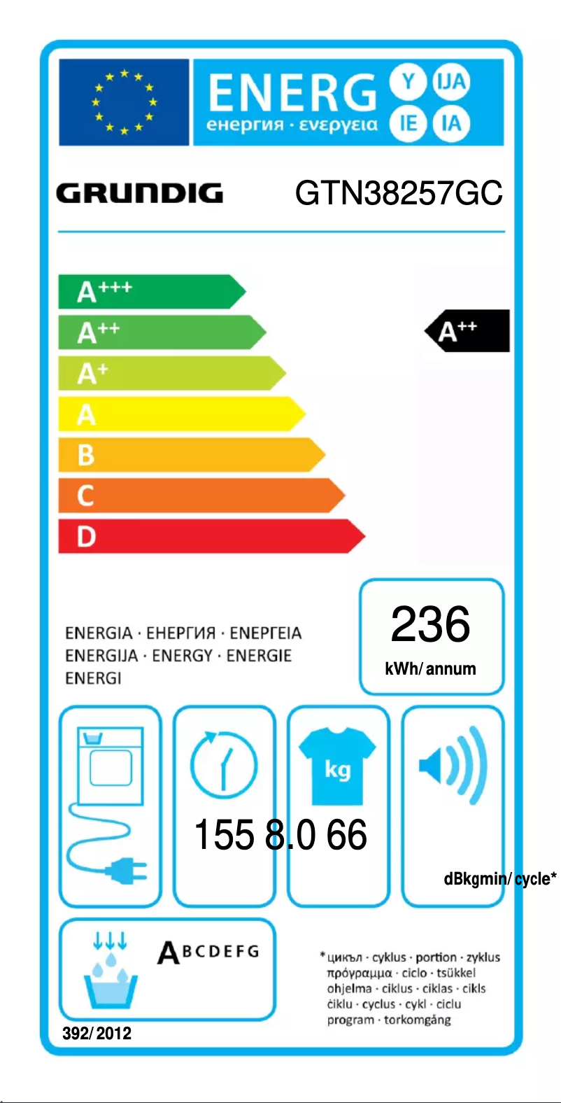 Page 1 de la notice Manuel utilisateur Grundig GTN38257GC