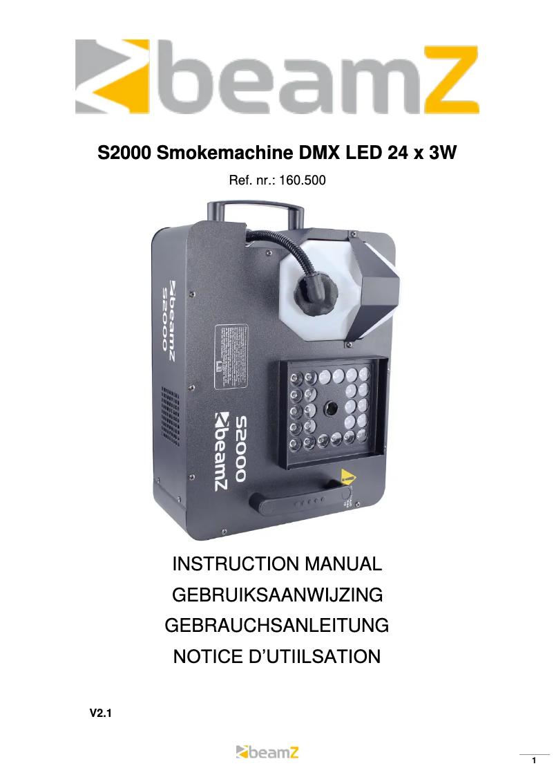 Page 1 de la notice Manuel utilisateur BeamZ S2000 160.500