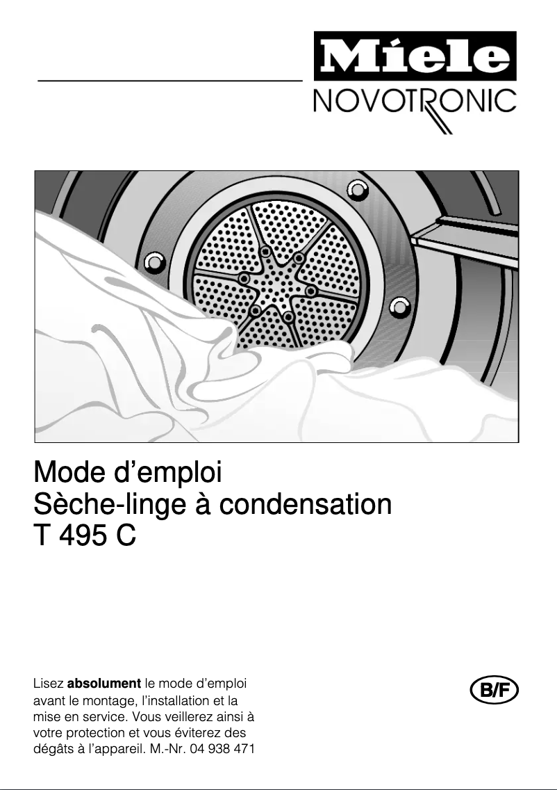 Page 1 de la notice Manuel utilisateur Miele Novotronic T 495 C