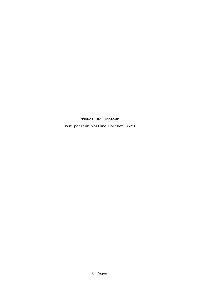 Page 1 de la notice Manuel utilisateur Caliber CSP16