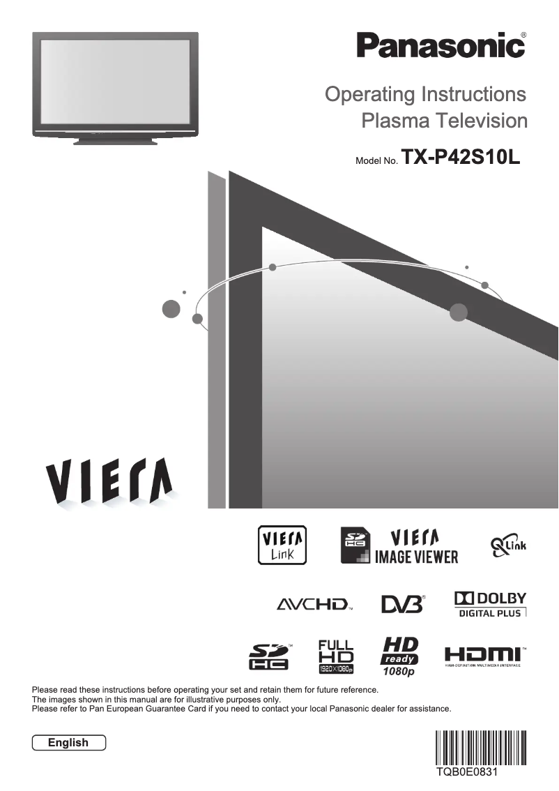 Page 1 de la notice Manuel utilisateur Panasonic Viera TX-P42S10L