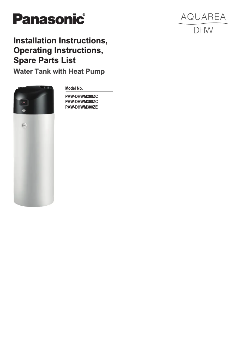 Page 1 de la notice Manuel utilisateur Panasonic PAW-DHWM200ZC