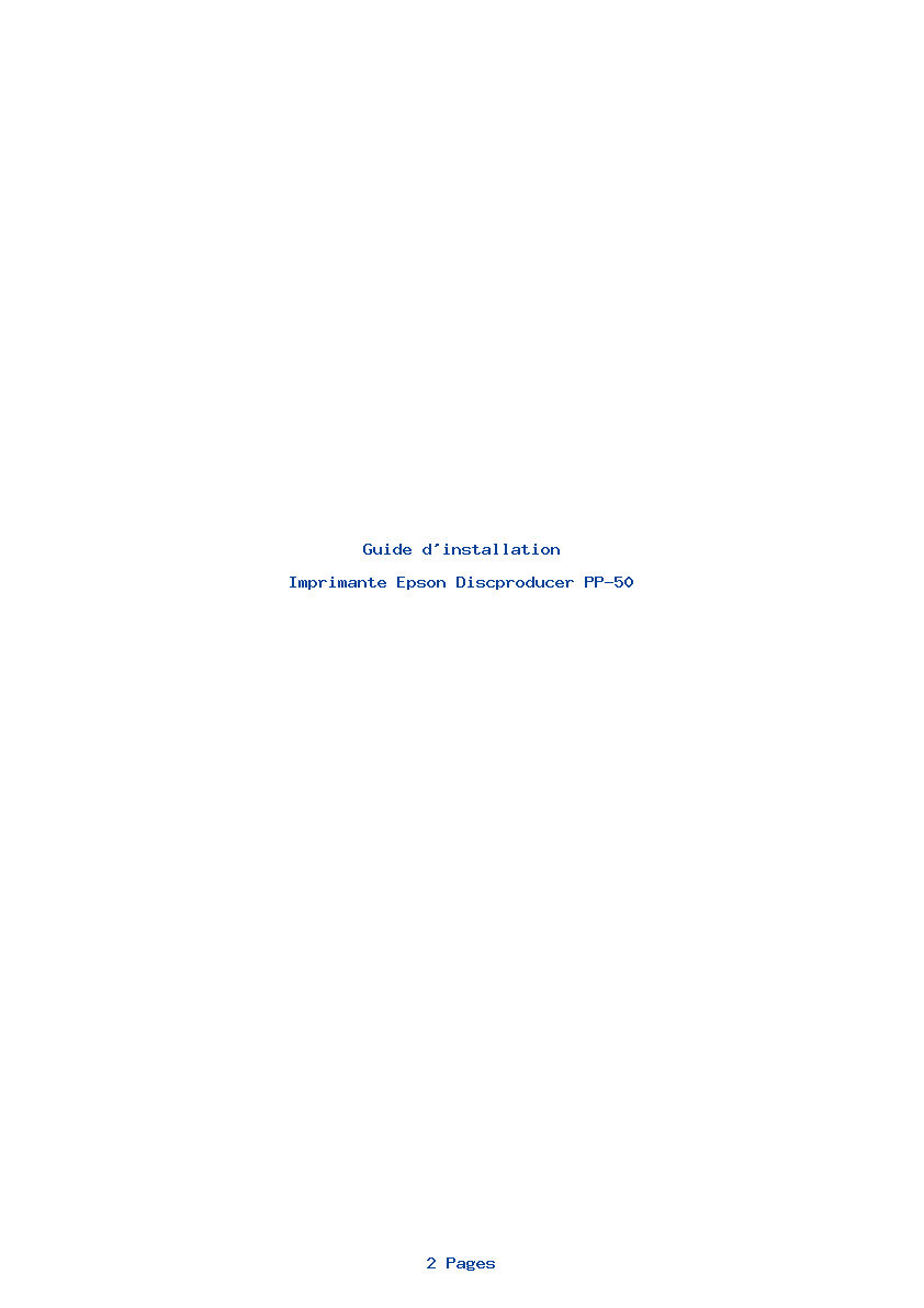 Page 1 de la notice Guide d'installation Epson Discproducer PP-50