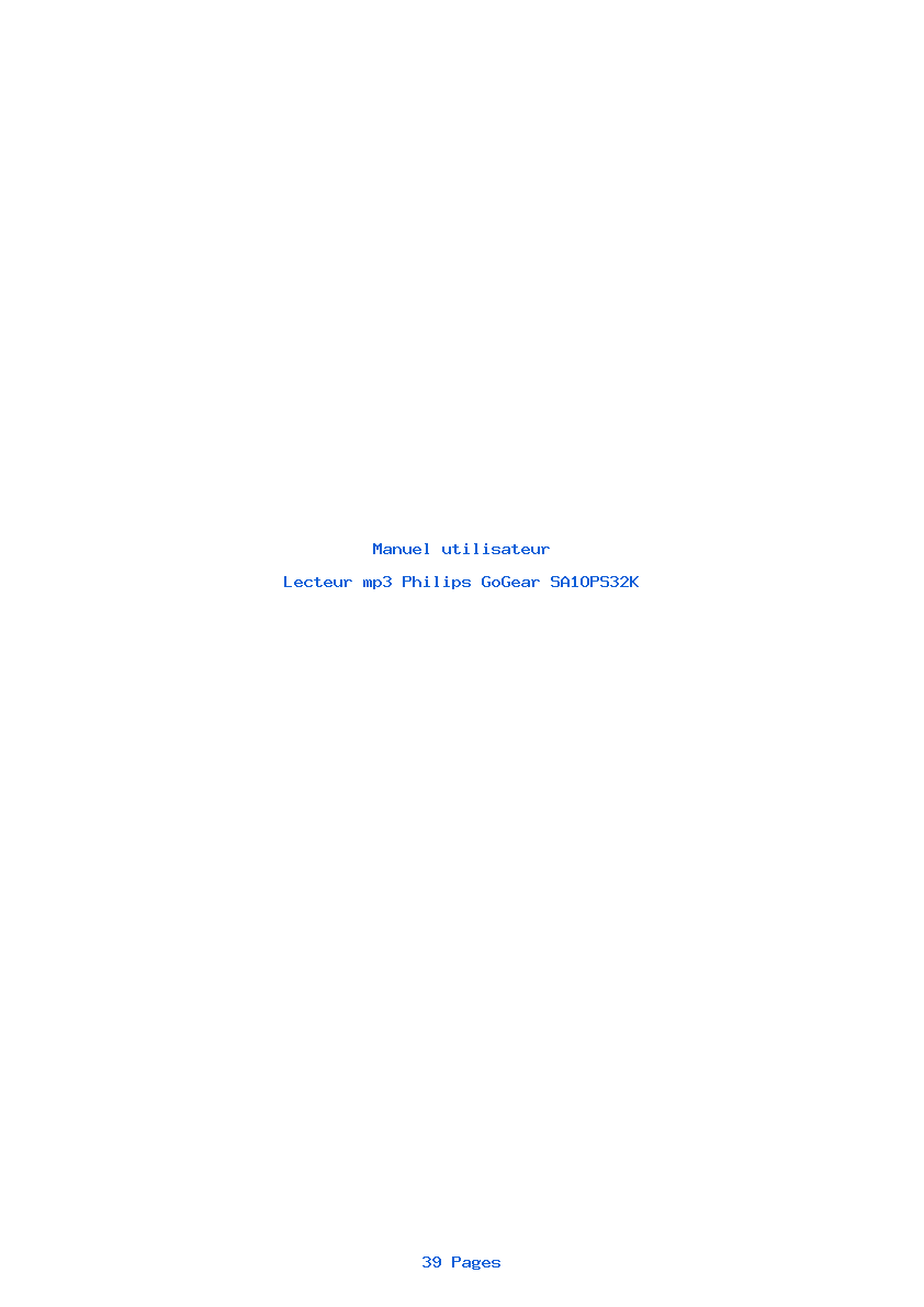 Page 1 de la notice Manuel utilisateur Philips GoGear SA1OPS32K