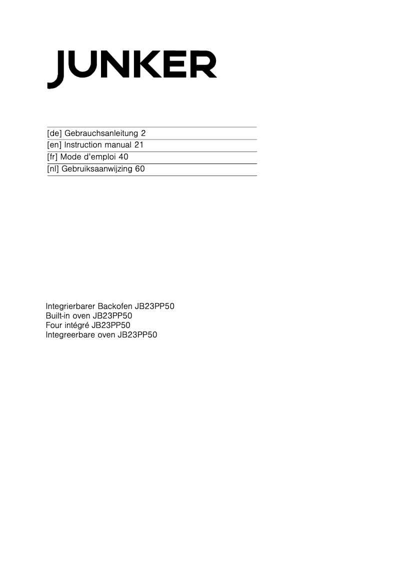 Page 1 de la notice Manuel utilisateur Junker JB23PP50