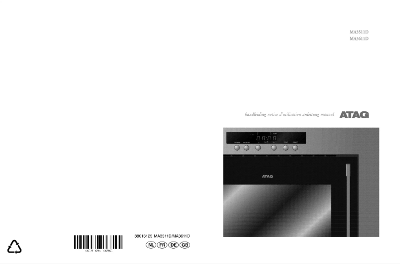 Page 1 de la notice Manuel utilisateur Atag MA3511D