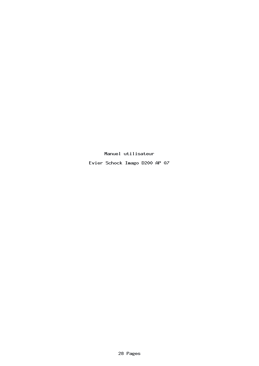 Page 1 de la notice Manuel utilisateur Schock Imago D200 AP 07