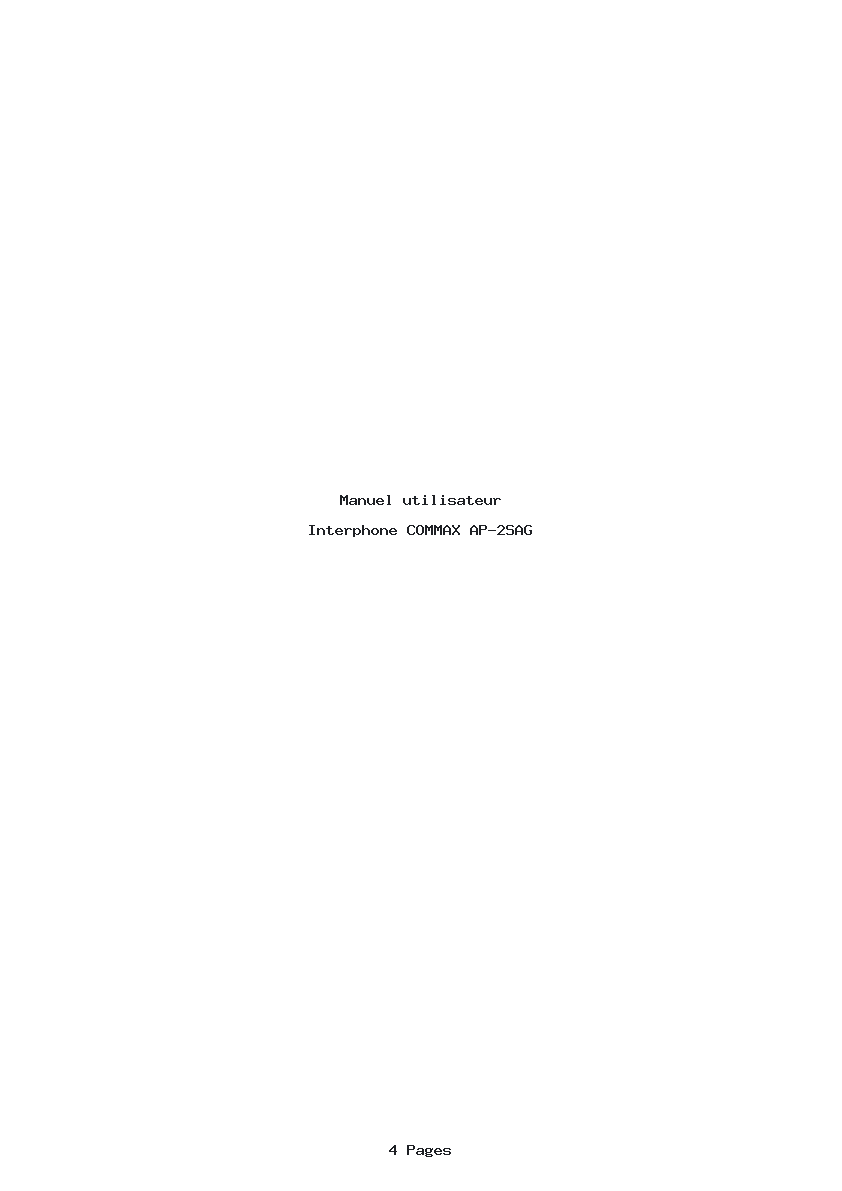 Page 1 de la notice Manuel utilisateur COMMAX AP-2SAG