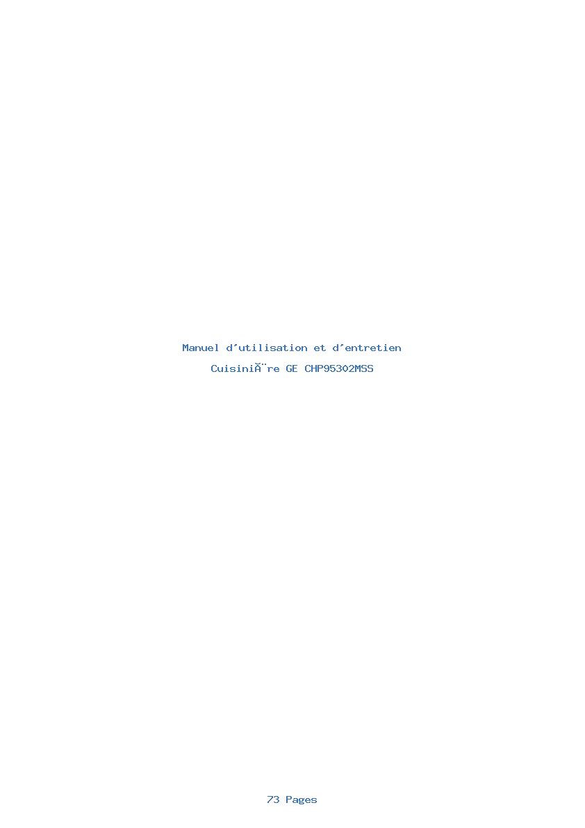 Page 1 de la notice Manuel d'utilisation et d'entretien GE CHP95302MSS