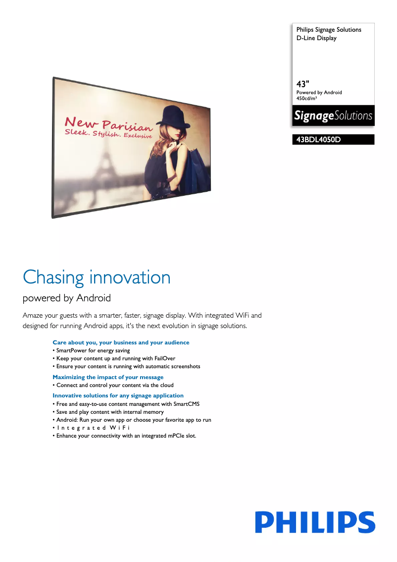 Página 1 del manual Folleto Philips 43BDL4050D