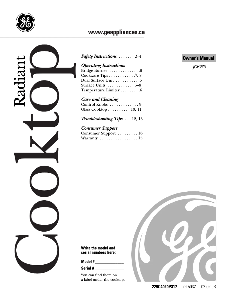 Página 1 del manual Manual de usuario GE JCP930SCSS