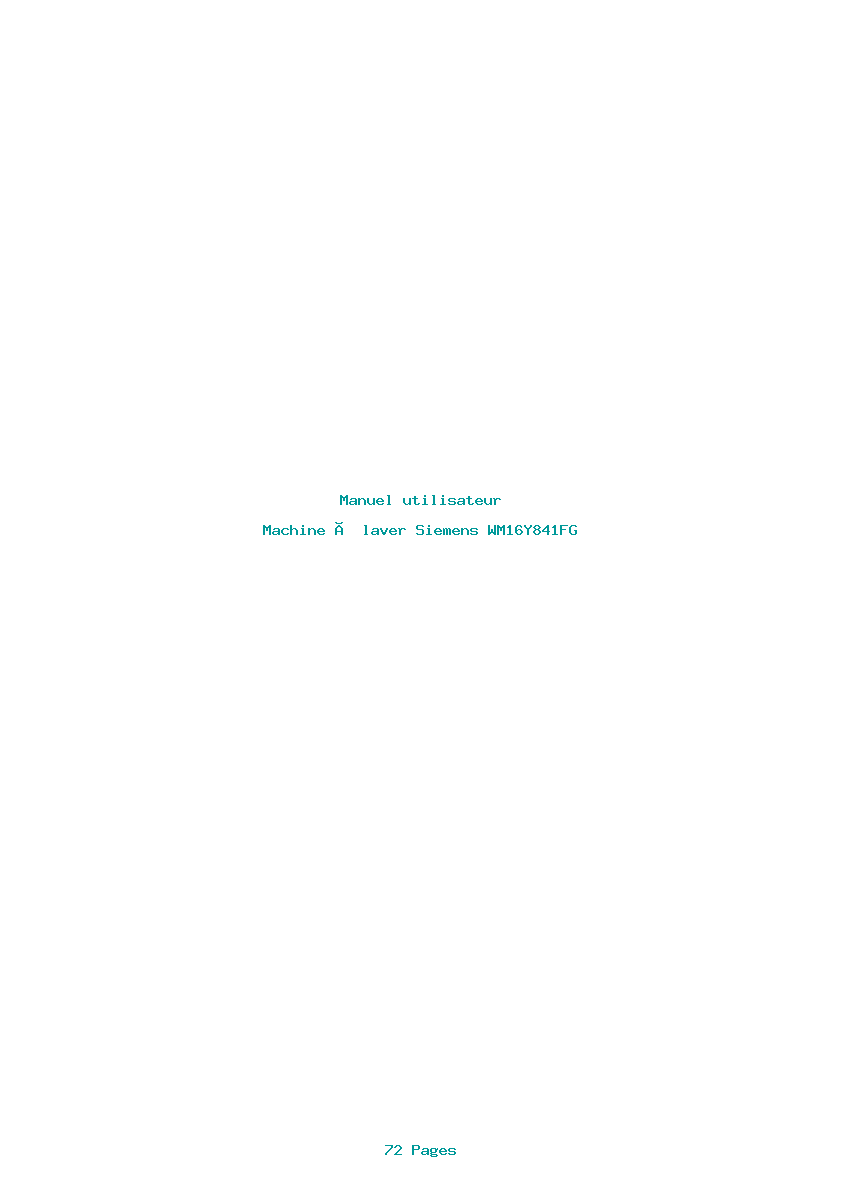 Page 1 de la notice Manuel utilisateur Siemens WM16Y841FG