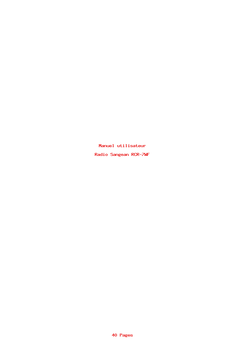 Page 1 de la notice Manuel utilisateur Sangean RCR-7WF