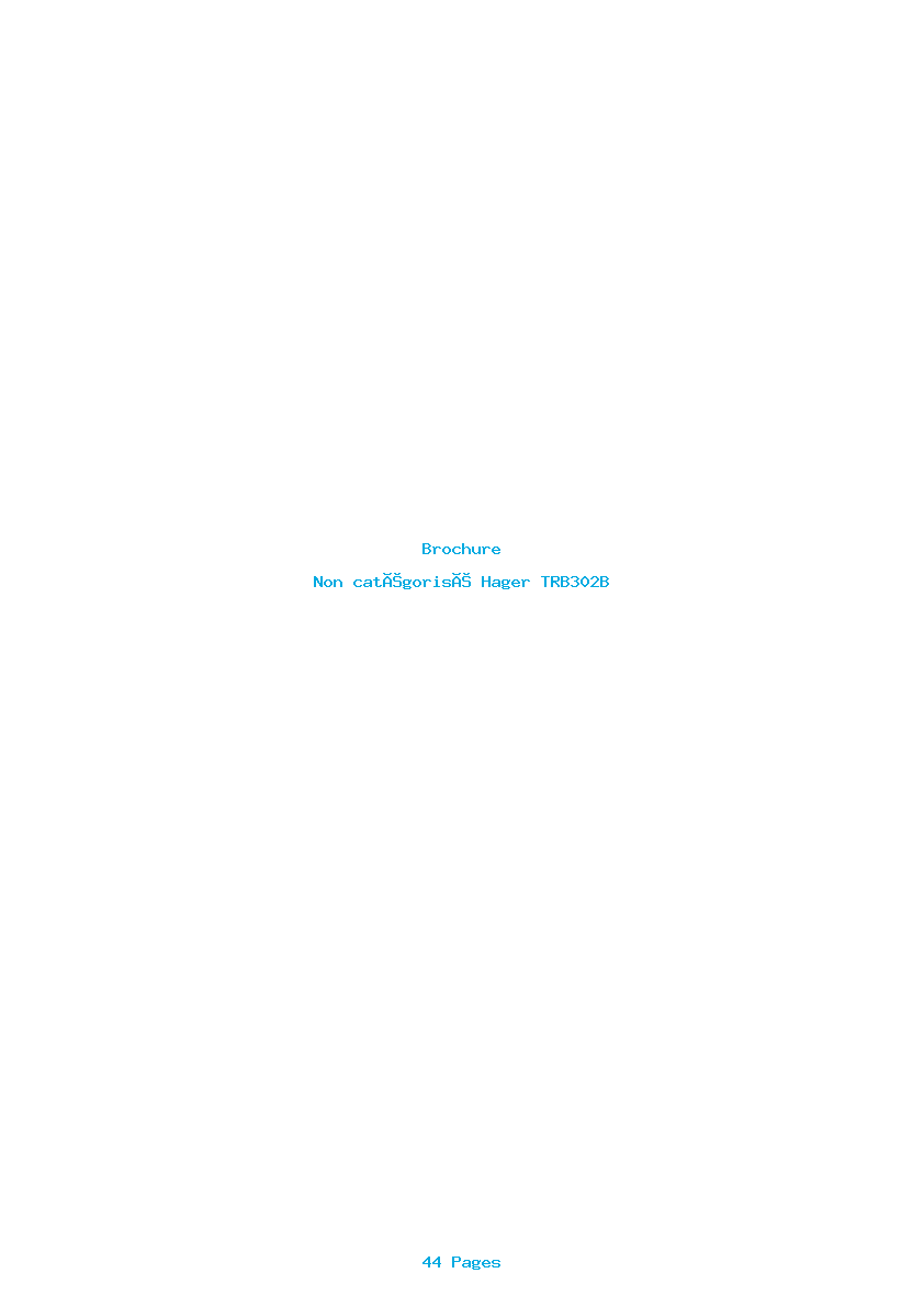 Page 1 de la notice Brochure Hager TRB302B