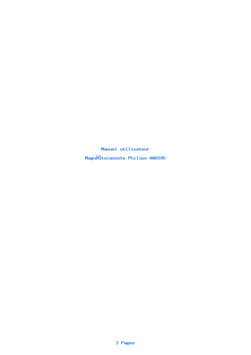 Page 1 de la notice Manuel utilisateur Philips AQ6595