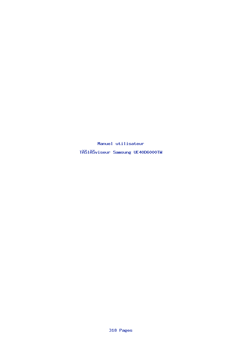 Page 1 de la notice Manuel utilisateur Samsung UE40D6000TW