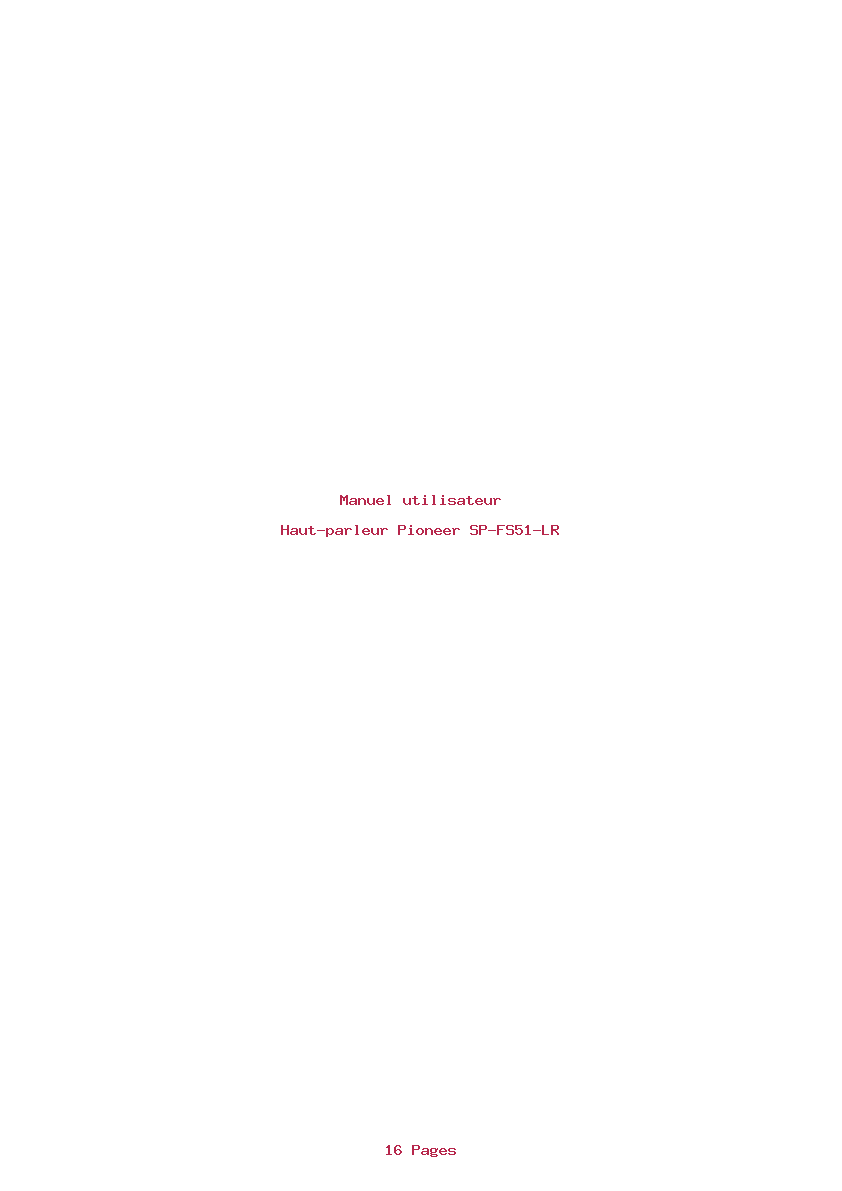 Page 1 de la notice Manuel utilisateur Pioneer SP-FS51-LR