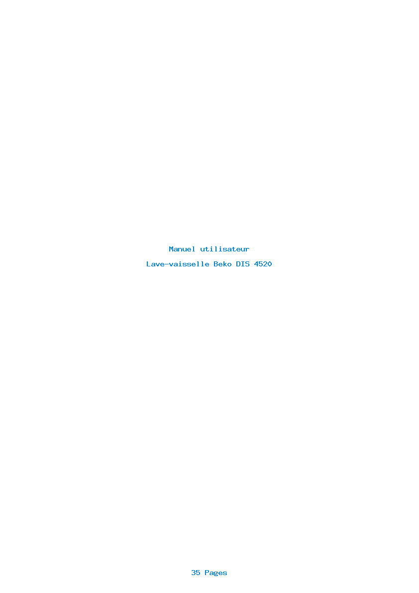 Page 1 de la notice Manuel utilisateur Beko DIS 4520