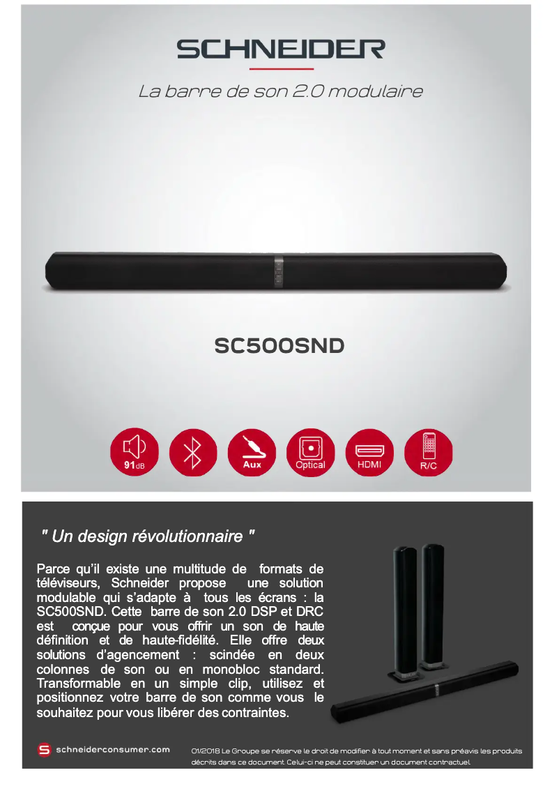 Página 1 del manual Ficha técnica Schneider SC500SND