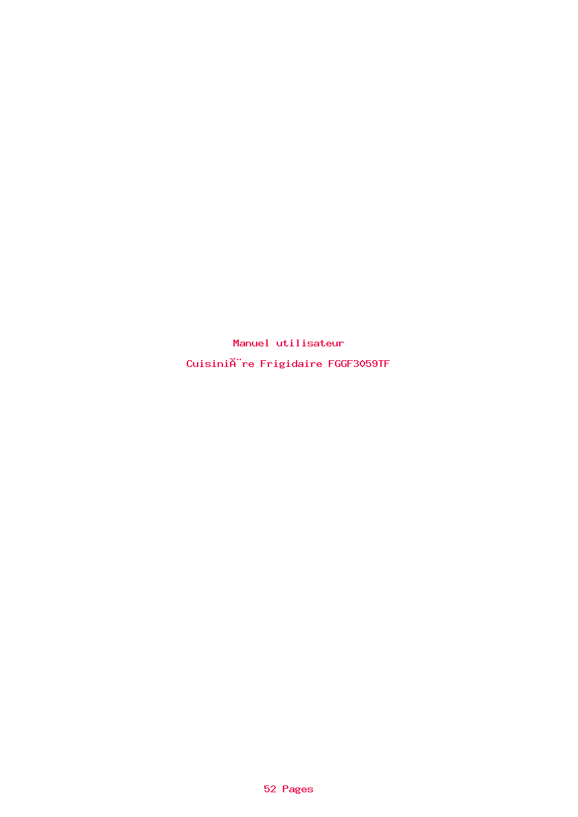 Page 1 de la notice Manuel utilisateur Frigidaire FGGF3059TF
