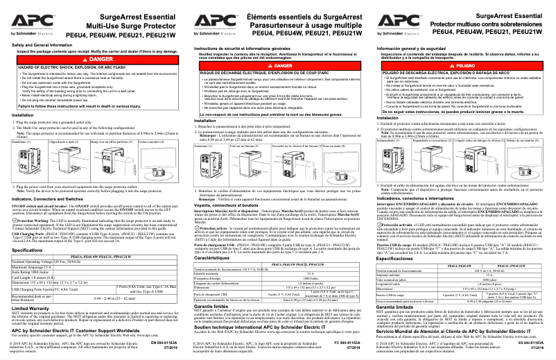 Página 1 del manual Manual de usuario APC SurgeArrest Essential PE6U21
