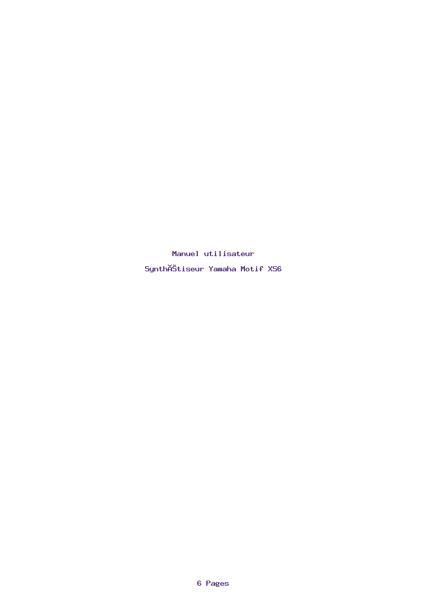 Page 1 de la notice Manuel utilisateur Yamaha Motif XS6