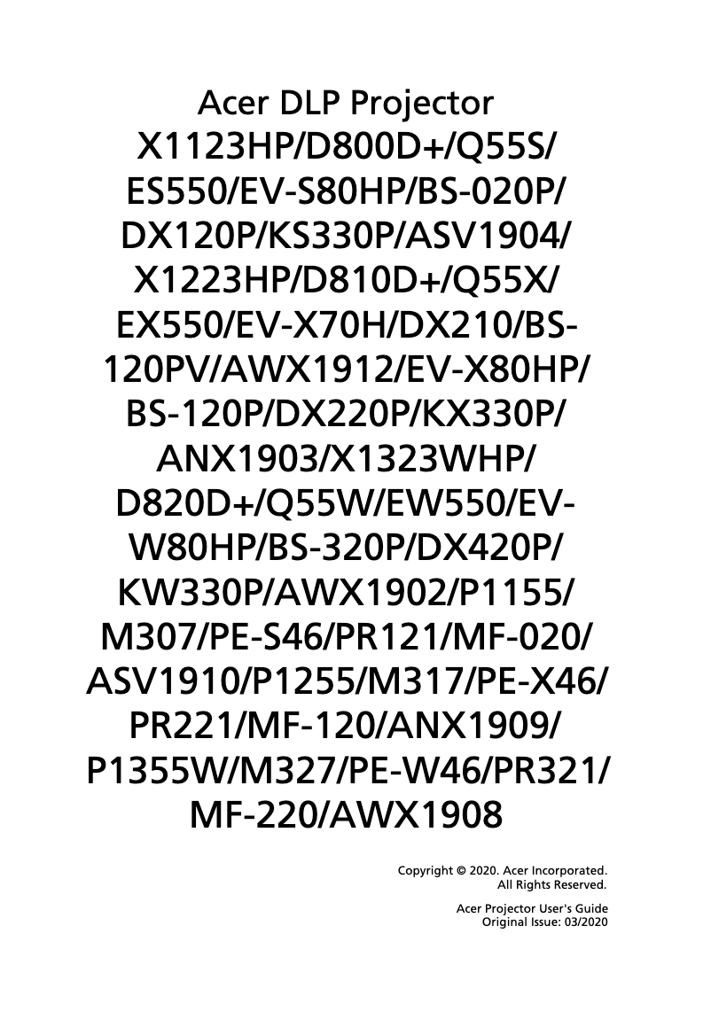 Page 1 de la notice Manuel utilisateur Acer EV-X70H