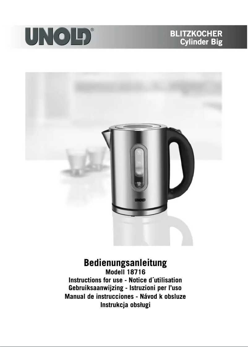 Page 1 de la notice Manuel utilisateur Unold Cylinder Big 18716 