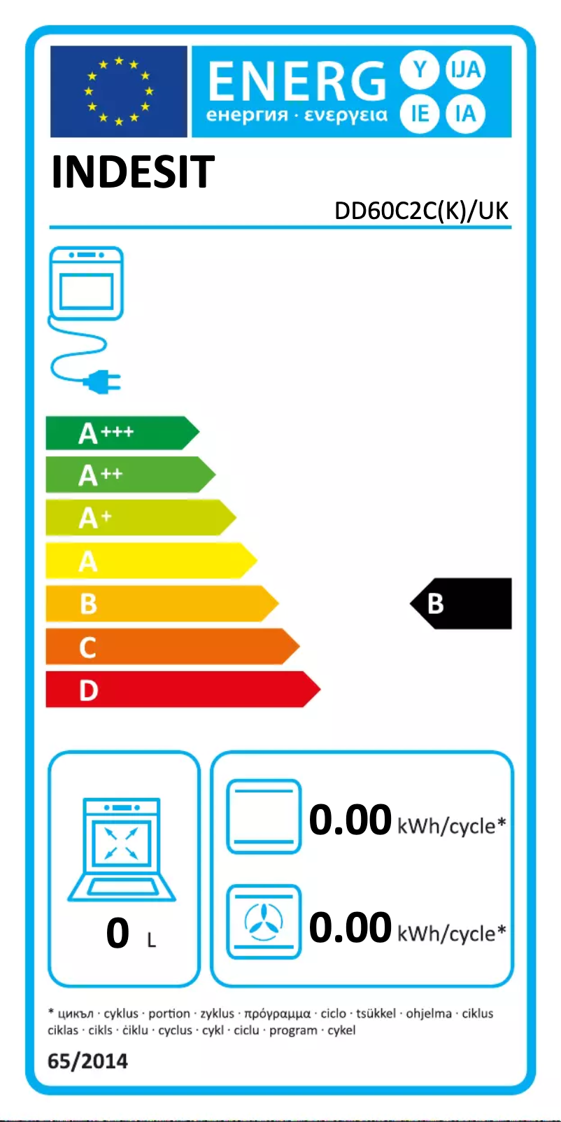 Page n°1 - Label énergétique Indesit DD60C2C(K)/UK