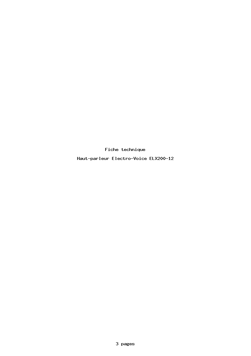 Page 1 de la notice Fiche technique Electro-Voice ELX200-12