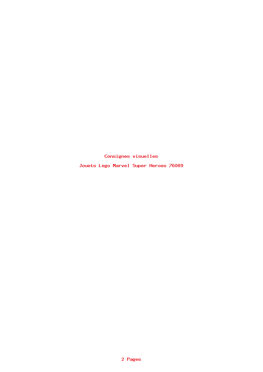 Page 1 de la notice Consignes visuelles Lego Marvel Super Heroes 76089