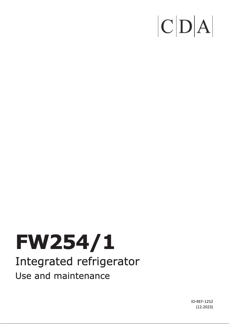 Page 1 of the manual User Manual CDA FW254