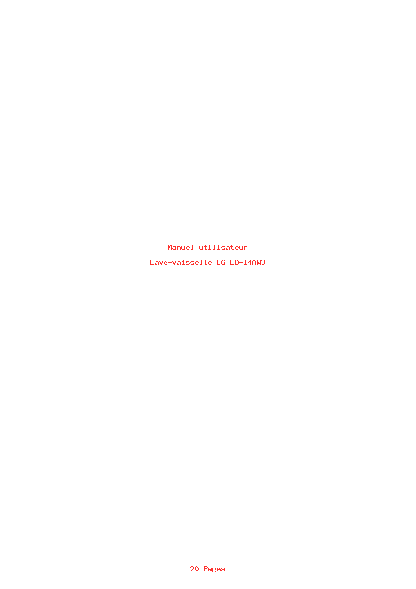 Page 1 de la notice Manuel utilisateur LG LD-14AW3